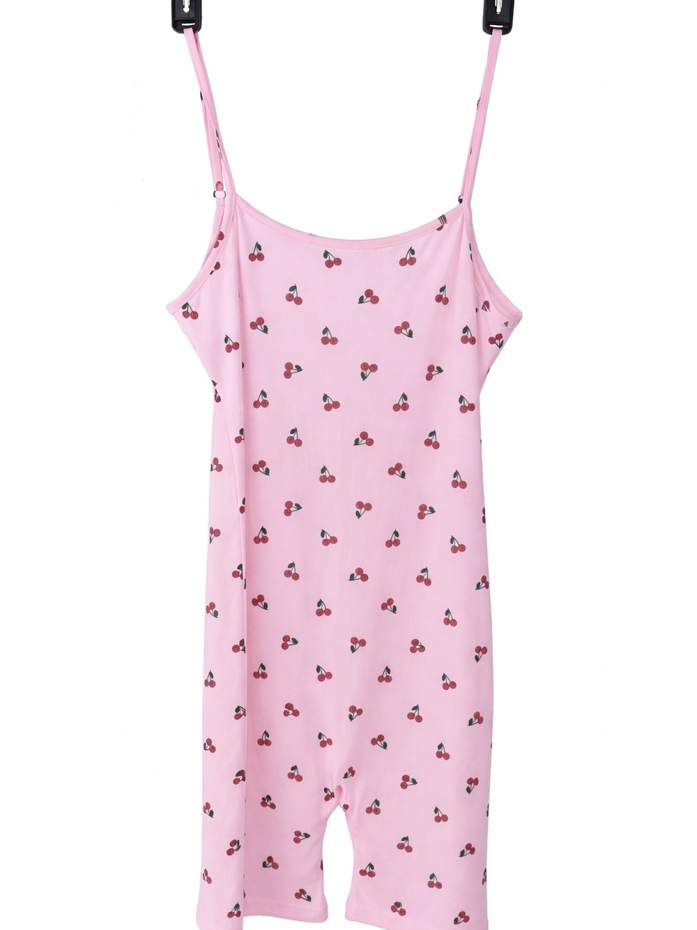 Women's Pink Cherry Print Slip Romper - Picture 1 of 2